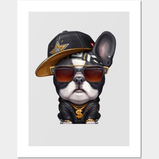 Brindle Pied French Bulldog Hip-Hop Super Star Posters and Art